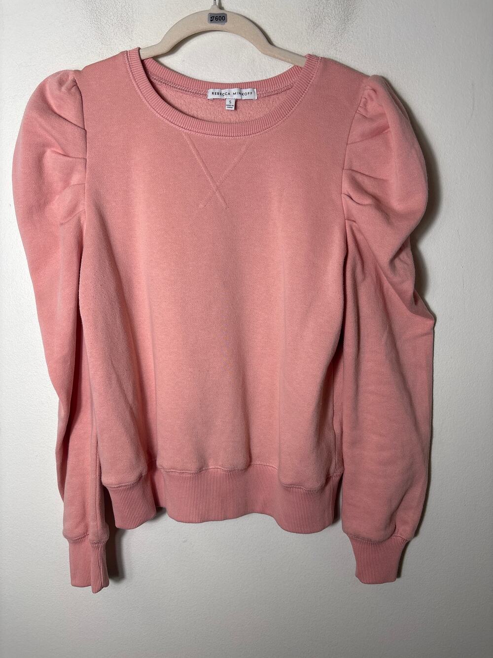 Rebecca Minkoff Blush Puff Sleeve Sweatshirt Sz S